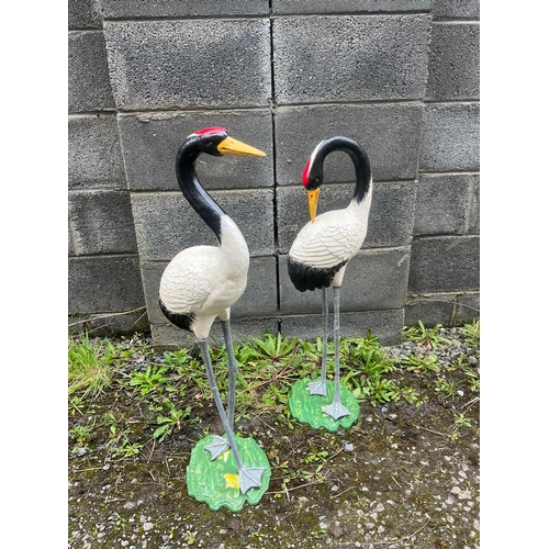 255 - Pair of metal Cranes (Highest 76 cm)