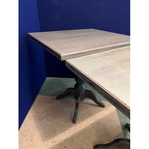 278 - Pair of Café Tables, Grey Scrumble Effect (75 cm W x 73 cm H x 65 cm D)