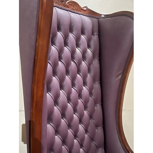 288 - Fine Oversized Chair with Burgundy Leather Deep Button Upholstery