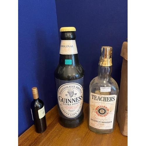 303 - Large Plastic Guinness Bottle and a Teachers Whiskey Bottle (Guinness 60 cm )