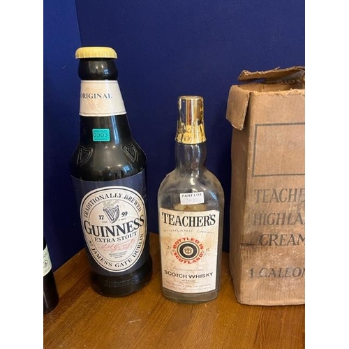 303 - Large Plastic Guinness Bottle and a Teachers Whiskey Bottle (Guinness 60 cm )