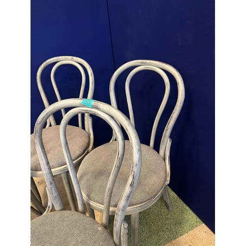 322 - Set of Four Scrumbled Bentwood Chairs, Variation on Fabric (90 cm H)