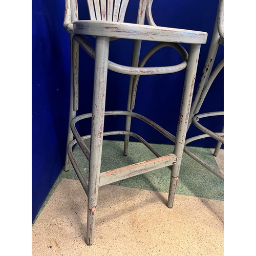 323 - Pair of Tall Bentwood Stools with Scrumbled Finish (106 cm H)