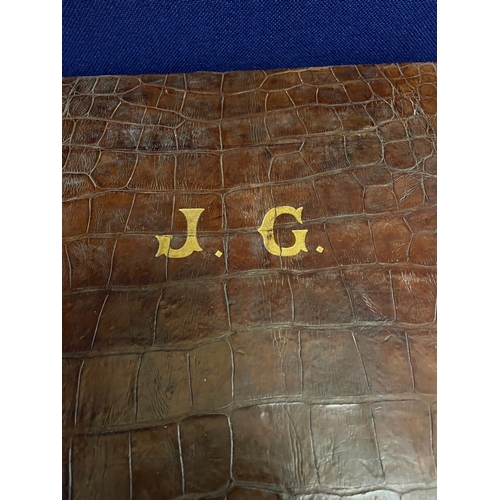 354 - Crocodile Skin Suitcase with Initials J.G.