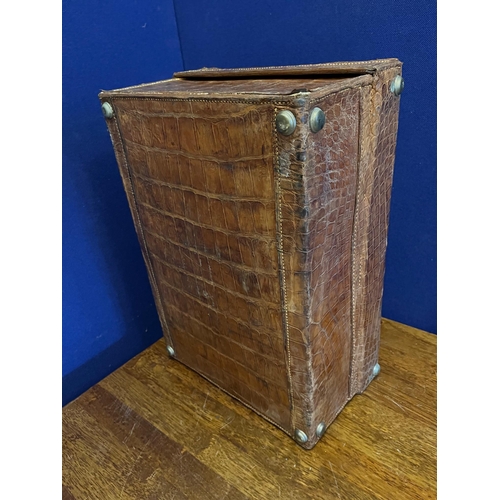 354 - Crocodile Skin Suitcase with Initials J.G.