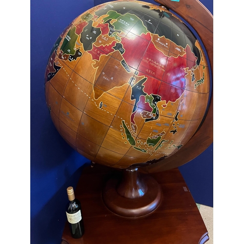 355 - Unusual Timber Globe on Table Stand (100 cm W x 180 cm H)