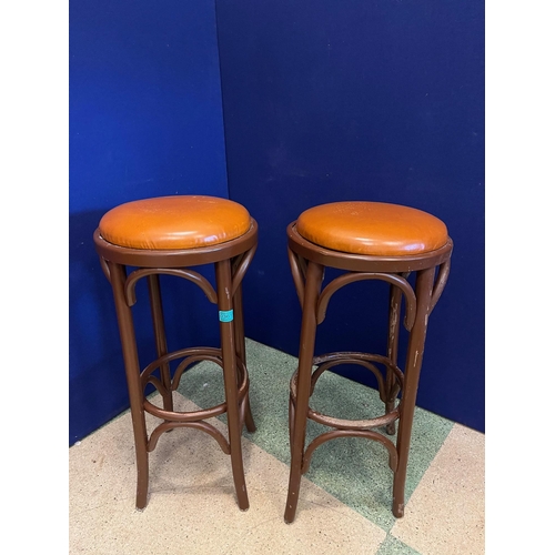 361 - Pair of  Tall Bentwood Stools, Small Variations (80cm H)