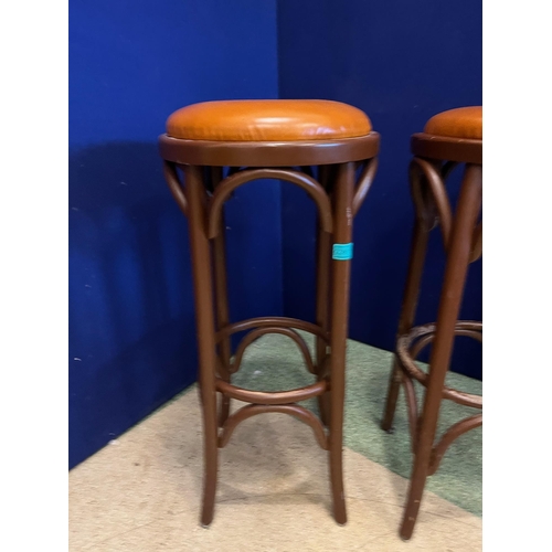 361 - Pair of  Tall Bentwood Stools, Small Variations (80cm H)