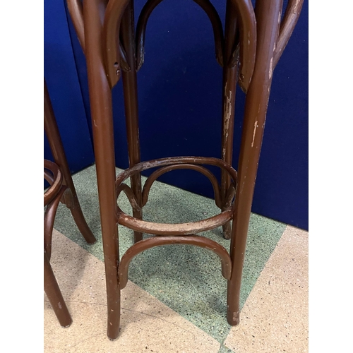 361 - Pair of  Tall Bentwood Stools, Small Variations (80cm H)