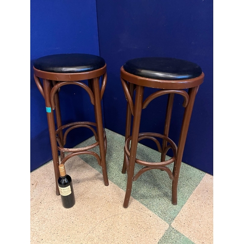 362 - Pair of  Tall Bentwood Stools, Small Variations (80cm H)