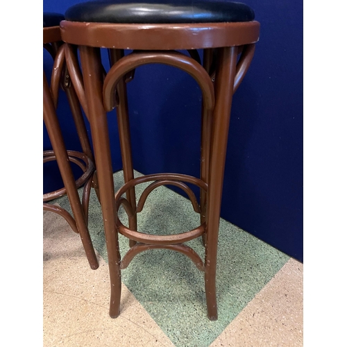 362 - Pair of  Tall Bentwood Stools, Small Variations (80cm H)