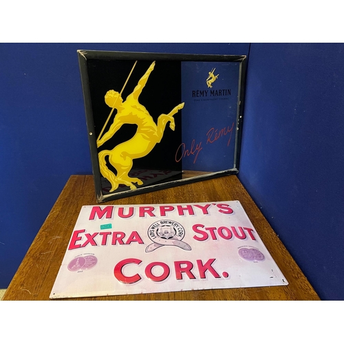 364 - Remy Martin Advertisement Mirror and Murphy's Extra Stout Tin Sign (Remy 69 cm W x 50 cm H)