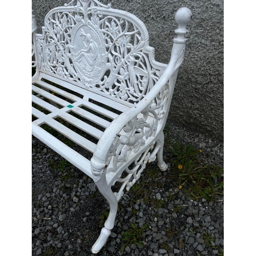 370 - Decorative Cast Iron Bench, Central Panel with Seated Maiden (105 cm W x 87 cm H x 50 cm D)