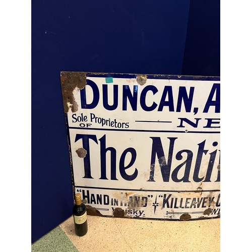 386 - Very Rare Enamel Sign, Duncan Alderdice & Co Newry: The Native Whisky, Unusual Spelling (185 cm W x ... 