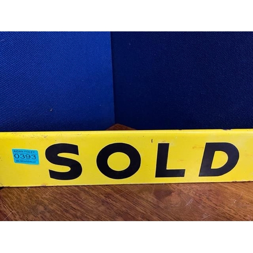 393 - Original Double Sided Enamel Sold Sign (46 cm W x 10 cm H)