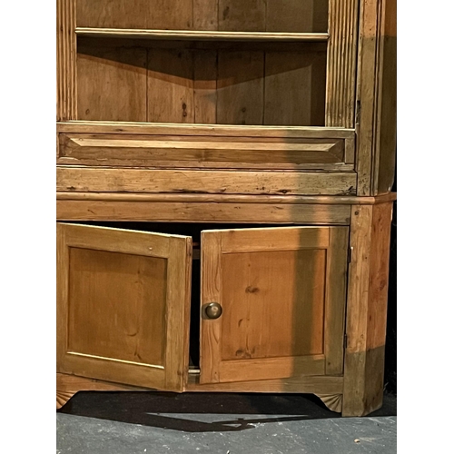 398 - Antique Pine Corner Cupboard with Two Door Base (100 cm W x 200 cm H x 40 cm D)