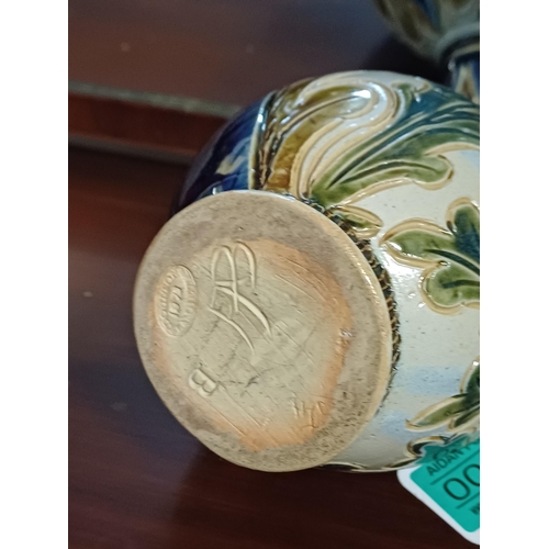 57 - Doulton Lambeth Pottery Ewer with Hallmarked Solid Silver Lid