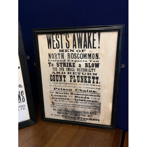 411 - Two Vintage Style Framed Prints, Free State Rally and The West's Awake (Largest 45 cm W x 60 cm H)