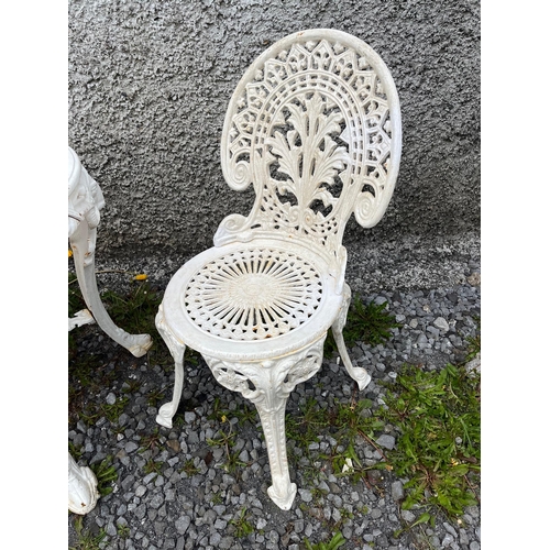 419 - Circular Cast Iron Garden Table and a Pair of Chairs (Table 60 cm W x 65 cm H)