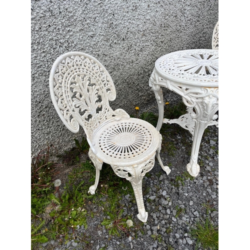 419 - Circular Cast Iron Garden Table and a Pair of Chairs (Table 60 cm W x 65 cm H)