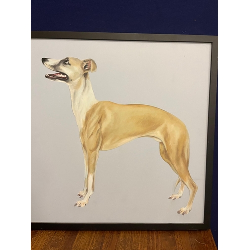 438 - Two Dog Pictures, One Oil, One Watercolour (largest 99 cm W x 73 cm H)