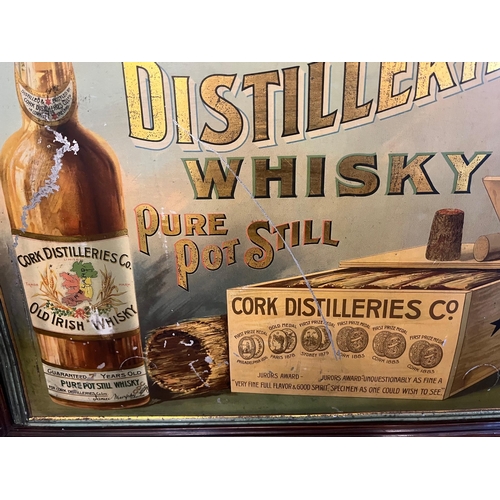 447 - Original Cork Distilleries Co. Whiskey Ltd. Tin Framed Sign (50 cm W x 40 cm H)