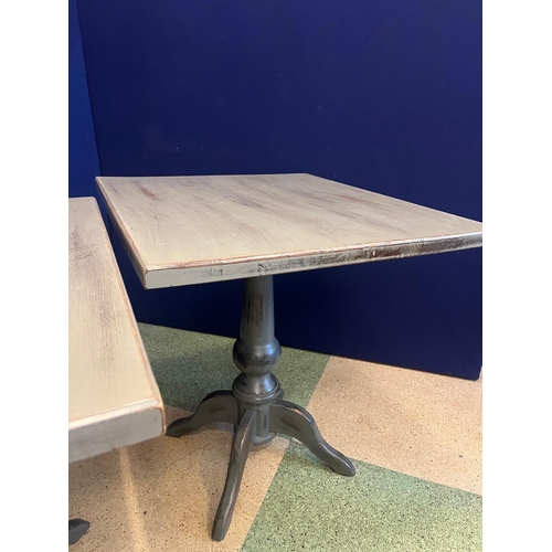 448 - Pair of Scrumbled Café Tables (75 cm W x 75 cm H x 65 cm H)