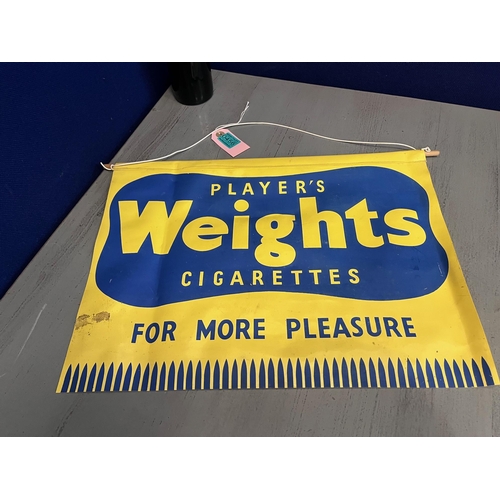 456 - Vintage Banner, Players Weight Cigarettes (48 cm W x 36 cm H)