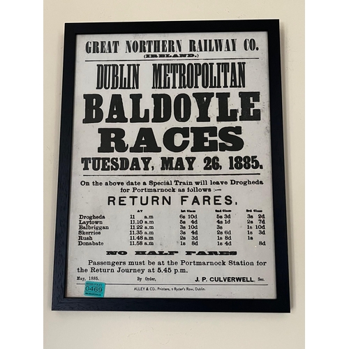 469 - Rare Great Northern Railway Co. Baldoyle Races (42 cm W x 54 cm H)