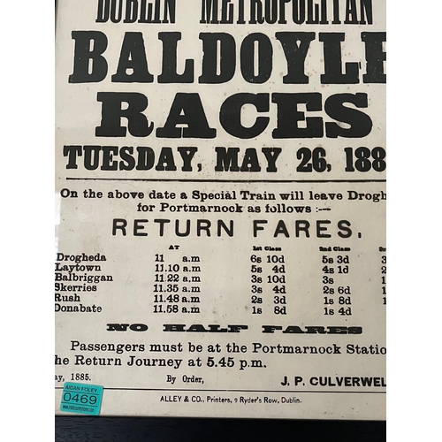 469 - Rare Great Northern Railway Co. Baldoyle Races (42 cm W x 54 cm H)