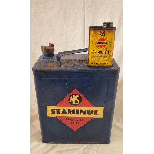 477 - Two Munster Simms Staminol Cans, One in Irish (Largest 31 cm H)