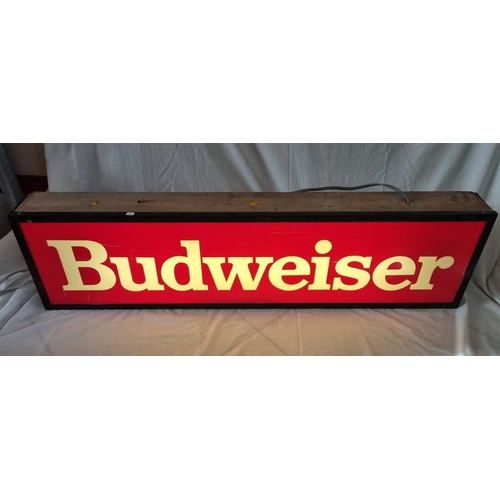 481 - Rare 1970's Budweiser Light Box, Working (117 cm W x 32 cm H x 13 cm D)