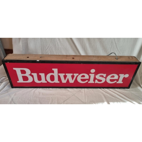 481 - Rare 1970's Budweiser Light Box, Working (117 cm W x 32 cm H x 13 cm D)