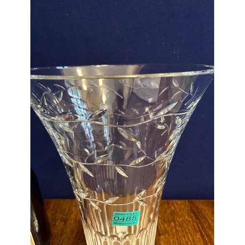 485 - Waterford Crystal Michael Aram, Stunning Tapering Vase (24 cm W x 36 cm H)