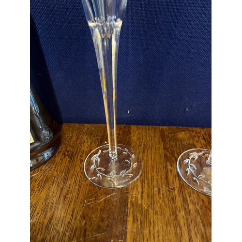 487 - Waterford Crystal Michael Aram, Pair of Tall Champagne Glasses (28 cm H)