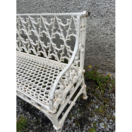 502 - Cast Iron Gothic Design Bench (137 cm W x 85 cm H x 48 cm D)