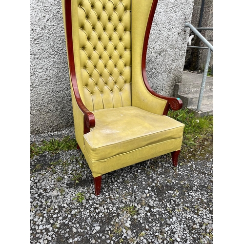 504 - Fine Oversized Chair, Green Deep Button Hide Upholstery