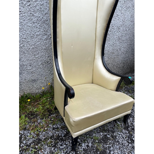 505 - Fine Oversized Chair, Ebonised and  Cream Upholstery