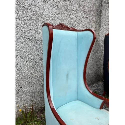 507 - Fine Oversized Chair with Blue Upholstery