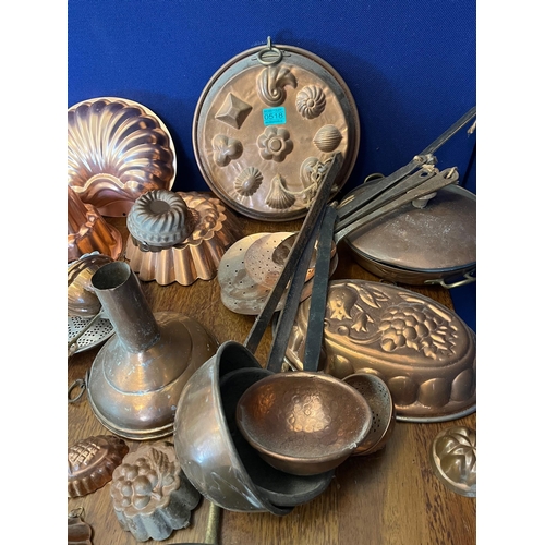 518 - Good Selection of Copper Moulds, Ladles, Sieves Etc.