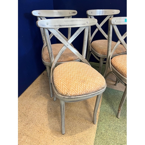 523 - Set of Four Scrumbled Finish X Back Design Chairs (84 cm H)