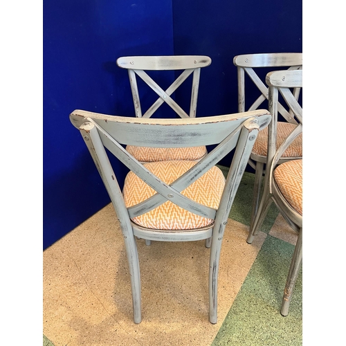 523 - Set of Four Scrumbled Finish X Back Design Chairs (84 cm H)