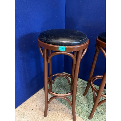 524 - Pair of Tall Bentwood Stools, Small Variations (80 cm H)