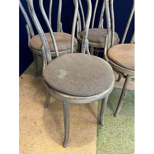 527 - Set of Four Scrumbled Bentwood Chairs, Variation on Condition (90 cm H)