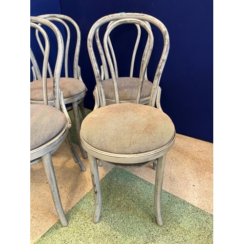 527 - Set of Four Scrumbled Bentwood Chairs, Variation on Condition (90 cm H)