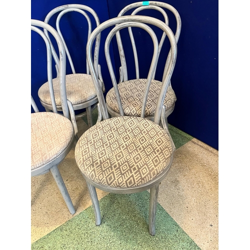 528 - Set of Four Scrumbled Bentwood Chairs, Variation on Condition (90 cm H)