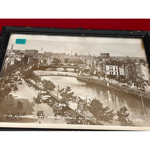 536 - Black and White, and a Coloured Photo of O'Connell Bridge (57 cm W x 44 cm H)