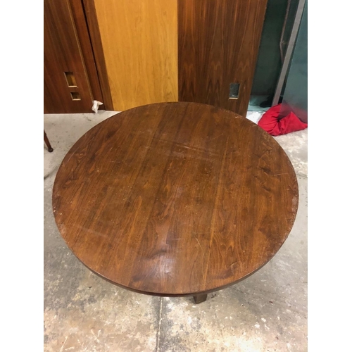 556 - Set of Three Walnut Effect Low Circular Coffee Tables