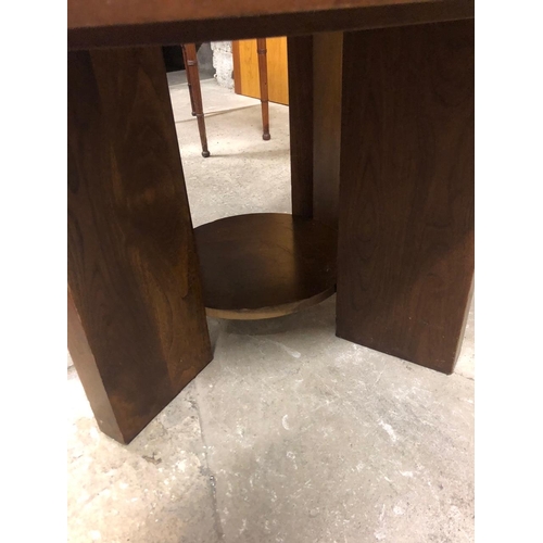 556 - Set of Three Walnut Effect Low Circular Coffee Tables