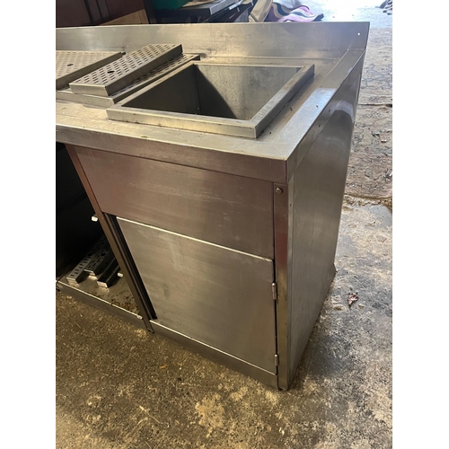 566 - Bespoke Stainless Under Counter Sink and Shelf Unit (235 cm W x 95 cm H x 65 cm H)